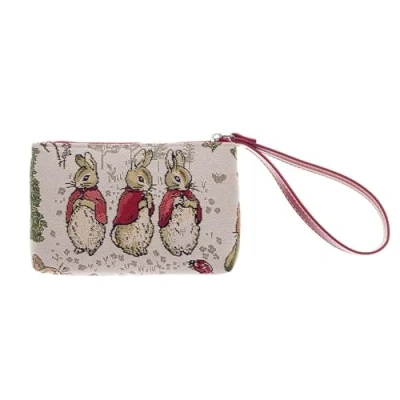 Image of Signare Tapestry PETER RABBIT ™ Designs Small Wristlet Purse for Women, Ladies Clutch Bag with Wrist Strap &amp; Zip Closure, Personal Belongings Organiser (Flopsy, Mopsy and Cotton Tail)
