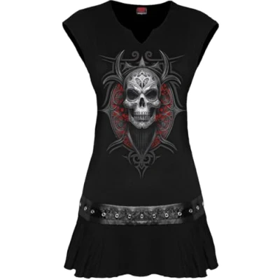 Image of Spiral High Priestess Stud Waist Mini Dress Black S