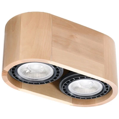 Image of Basic Oval Twin Surface Mounted Downlights Flush Light Natural Wood GU10