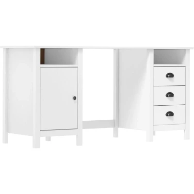 Image of vidaXL Desk Hill White 150x50x74 cm Solid Pine Wood