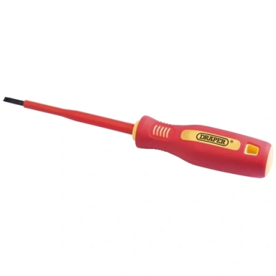 Image of Draper Fully Insulated Plain Slot Screwdriver, 4 x 100mm (Sold Loose)