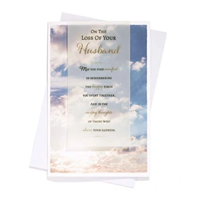 Image of On the Sad Loss of Your Husband Silver Foil Embossed Large Sympathy Card
