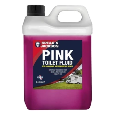 Image of Spear &amp; Jackson Toilet Cleaner Pink Flush for Caravans and Motorhomes, 2.5 Litre, Formaldehyde Free, Fluid