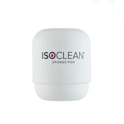 Image of ISOCLEAN Cosmetic Makeup Sponge Pod, Practical Storage Container for Sponges and Blenders, Soft Silicone Carrying Case with Ventilation to protect Accessories White
