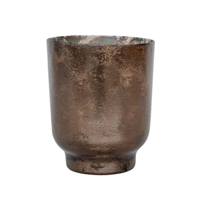 Image of Ivyline Metallic Candle Holder in Bronze Modern Glass Candlestick Elegant Table Centrepiece Decoration H15 x W13.3 cm
