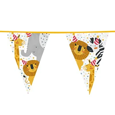 Image of Wild Animals Bunting 6 m for Children&#039;s Birthday Parties and Zoo Party Safari Garland Flag