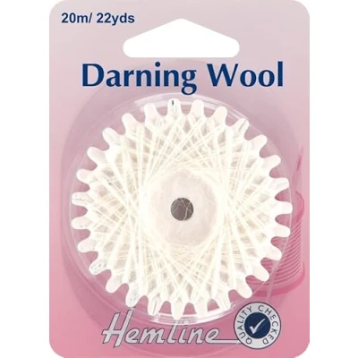 Image of Hemline Wool &amp; Polyester Darning Yarn 20m White each