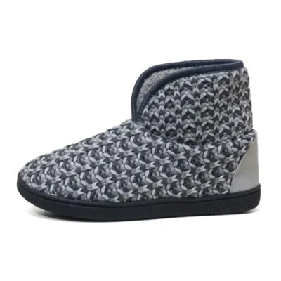 Image of DUNLOP Mens Faux Fur Memory Foam Knit Slipper Boots (Grey Knit, UK Footwear Size System, Adult, Men, Numeric, Medium, 8)