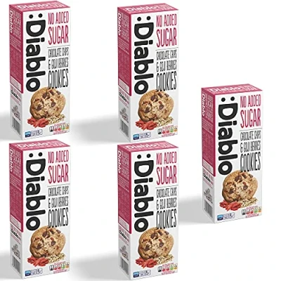 Image of Diablo Chocolate Chip and Goji Berries Cookies No Added Sugar Sweetened with Maltitol 135g (Pack Of 5)