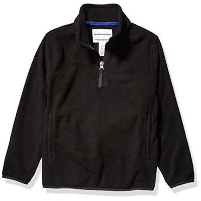 Image of Amazon Essentials Boys&#039; Polar Fleece Quarter Zip Pullover Jacket, Black, 10 Years