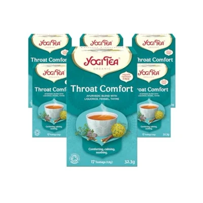 Image of Yogi Tea, Throat Comfort, Organic Herbal Naturally Caffeine Free, Blend of Liquorice, Fennel and Thyme, 6 Packs x 17 Tea Bags (102 Teabags Total)