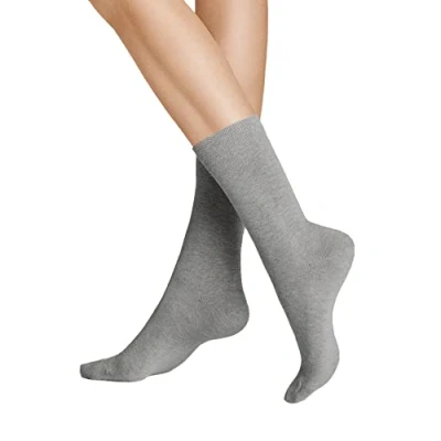 Image of Hudson 6 pair ladies socks, Relax Cotton stocking, Comfort waistband, Unicoloured Silver 5,5 7,5 UK