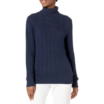 Image of Amazon Essentials Women&#039;s Fisherman Cable Roll Neck Jumper (Available in Plus Size), Navy, M