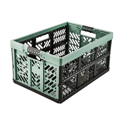 Image of keeeper Strong Folding Box with Soft Handles, 54 x 37 28 cm, 45 L, Ben, Nordic Green
