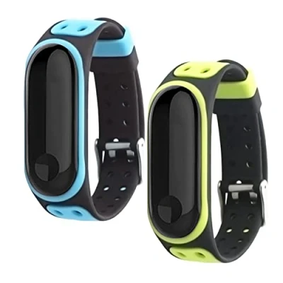 Image of nuosiweilang 2 Pieces Straps Compatible with Xiaomi Mi Band 5/Mi 6/Mi 7,Silicone Colorful Replacement Strap Bracelet Wristband Accessory for Miband 7/Miband 6/Miband 5
