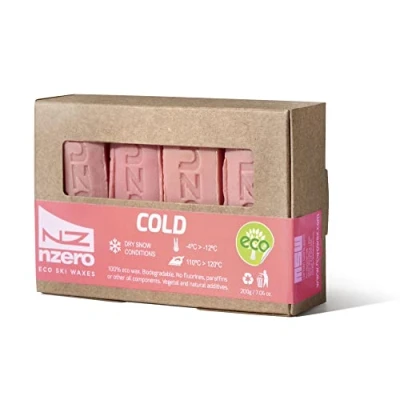 Image of NZERO Organic Natural Wax Pack Eco 4x 50g Cold Snow conditions, Pink 4C/ 12C for Skis and Snowboards