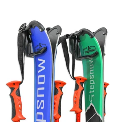 Image of Ski Wall Mounted Rack, Holds 2 Pairs of Skis &amp; Skiing Poles or Snowboard, for Home and Garage Storage, Mounted, Heavy Duty, Rubber Coated Hook, Set Hooks