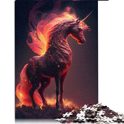 Image of Puzzles 1000 Piece Blazing Unicorn Puzzle for Adults Cardboard Family Fun Jigsaws （Size 26x38cm）
