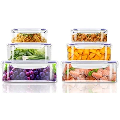 Image of KICHLY Plastic Airtight Food Storage Containers with Lids for Kitchen &amp; Pantry, Leakproof (Blue, Pack of 12)