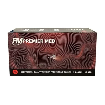 Image of Premier Med Black Nitrile Gloves (100) EXTRA LARGE