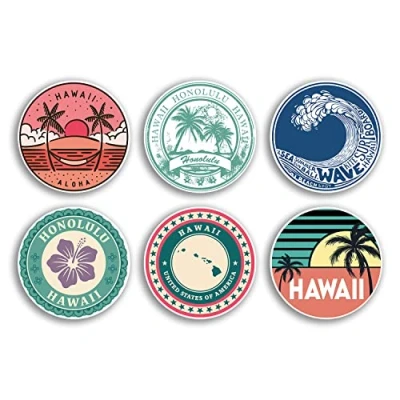 Image of 6 x 10cm Hawaii Vinyl Stickers Honolulu US State America Travel Map Flag Holiday Luggage Design Gift #78832