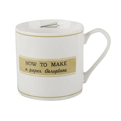 Image of Creative Tops 5199935 ‘Origami Plane’ DIY Plane Themed Fine China Mug, 450 ml (16 fl oz) Gift boxed, White