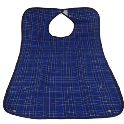 Image of HOMECRAFT Everyday Adult Food Bib, Waterproof and Water resistant Dinning Aid Bib for Elderly, Disabled Handicapped users, Blue Colour, Size Large