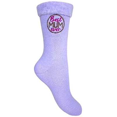 Image of Best Mum Ever Super Soft Cosy Sparkle Bed Socks (Purple)