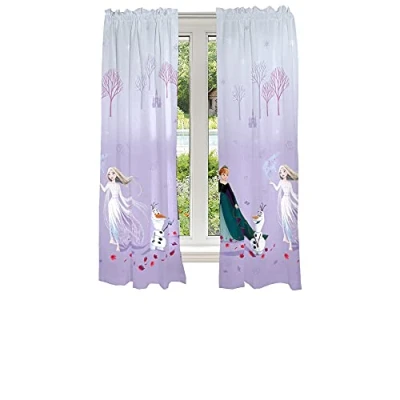 Image of Franco Disney Frozen 2 Kids Room Window Curtain Panels Drapes Set, 82 in x 63 in, Official Product By
