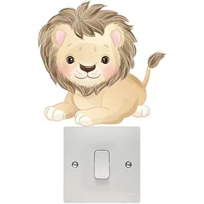 Image of Cute Lion Light Switch Wall Art Vinyl Stickers Childrens Bedroom