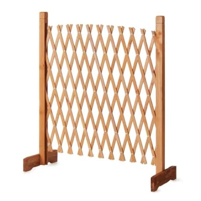 Image of easylife lifestyle solutions Solid Wood Expanding Fence Mobile and Movable Gardeners &amp; Pet Owners Fold able Design Lightweight H:90cm x W:30 190 cm From Natural