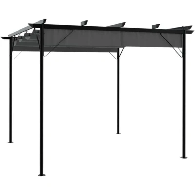 Image of vidaXL Pergola with Retractable Roof Anthracite 3x3 m Steel 180 g/m²