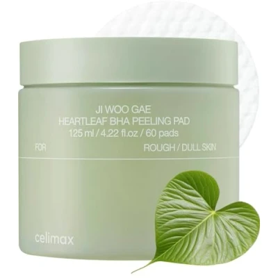 Image of Celimax Ji.Woo.Gae Heartleaf BHA Peeling Pad, Smooth but Effective Facial Exfoliating Toner 60pads