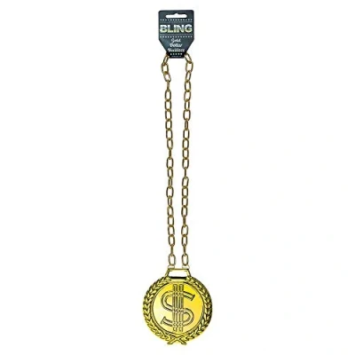 Image of NECKLACE BLING DOLLAR GOLD 12CM W/80CM CHAIN