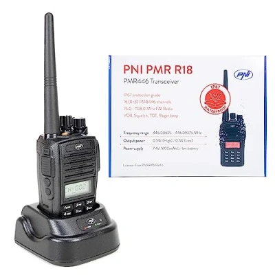 Image of Portable radio station PNI PMR R18, 446MHz, 0.5W, 8CH, CTCSS, DCS, FM Radio, programmable, Waterproof IP67