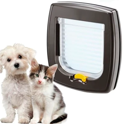 Image of Ferplast Swing 1 Universal Cat Flap for Dogs and Cats 2 Selectable Closing Modes Magnetic Anti Oscillation Transparent Door Brown