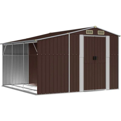 Image of vidaXL Garden Shed Brown 277x279x179 cm Galvanised Steel