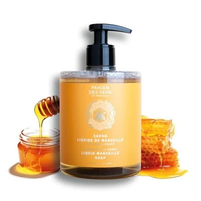 Image of Panier des Sens Liquid Hand Soap Honey Foaming Wash With Organic and Coconut Oil Savon de Marseille Made in France 97% Natural Ingredients 500ml