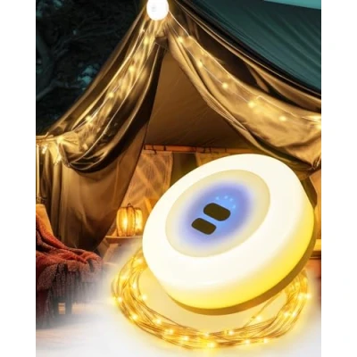 Image of Outdoor Waterproof Portable Stowable String Light, Camping Lights Rechargeable 33FT, 2 in 1 USB Light Fairy with 3 Lighting Modes, LED