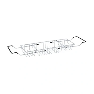 Image of Blue Canyon Extendable Over Bath Rack, Metal Shower Caddy, Convenient Bathroom Storage for All Your Time Products Including Soaps, Sponges, Bombs, Books and Glasses of Bubbly (Chrome)