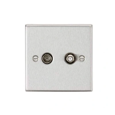 Image of KnightsBridge TV &amp; SAT Outlet (isolated) Square Edge Brushed Chrome