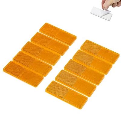Image of TAEUYYM 10 x Trailer Rectangular Self Adhesive Yellow Reflectors, Reflective for Gate Posts, Rear RV Truck Tractor Reflectors(Yellow)