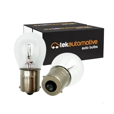 Image of Tek Automotive 382 P21W Bulb, Car Light Bulbs, Indicator Brake Reverse Tail Rear Fog Light, 12V 21W BA15S Twin Pack