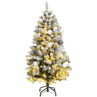 Image of vidaXL Artificial Hinged Christmas Tree 150 LEDs &amp; Ball Set cm