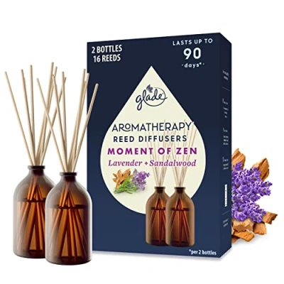 Image of Glade Aromatherapy Reed Diffuser Gift Set, Home Decor Essential Oils Calming Fragrance, Moment of Zen with Lavender &amp; Sandalwood, Pack 2 (2 x 80 ml)