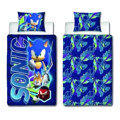 Image of Character World Sonic Prime Officially Licensed the Hedgehog Design Gaming Single Duvet Cover Set Reversible 2 Sided Bedding Including Matching Pillow Case Perfect For Kids Bedroom