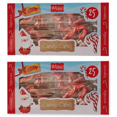Image of FabFinds Peppermint Candy canes Christmas Vegetarian (50X Mini, Red &amp; White)
