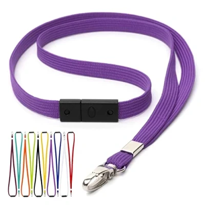 Image of CKB LTD Breakaway Safety Lanyard Neck Strap Swivel Metal Clip for ID Card Holder With Quick Pull Release Design Lanyards Bulk Pack of 20pc (Purple)