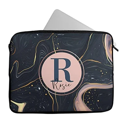 Image of Novelty Things Personalised Any Name Marble Design Laptop Case Sleeve Tablet Bag Chromebook Gift 286 (14 15 inch)