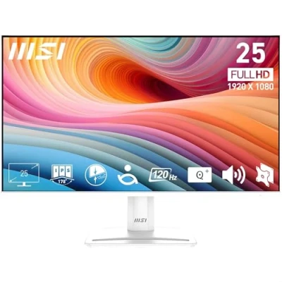 Image of MSI PRO MP251W E2 24.5&quot; FHD Office Monitor 1920 x 1080 IPS Panel, 4 Sided Frameless, 120 Hz Refresh Rate, Eye Friendly Screen, Built in Speakers, Tilt Adjustable HDMI 2.0b, DP (1.4a), D Sub (VGA)
